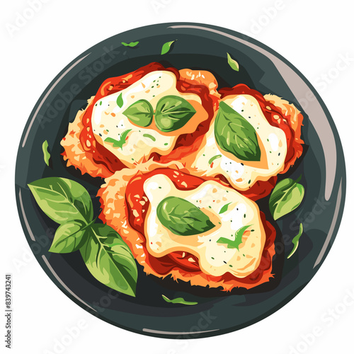 Delicious Chicken Parmesan with Basil on Plate