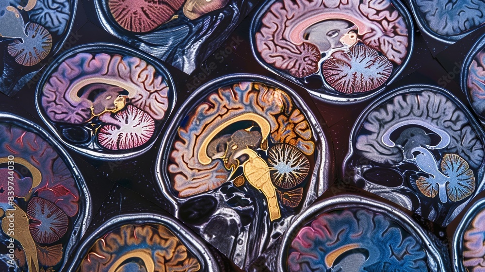 Fototapeta premium An image of a brain scan displaying different regions of the brain and highlighting the importance of each for overall brain health