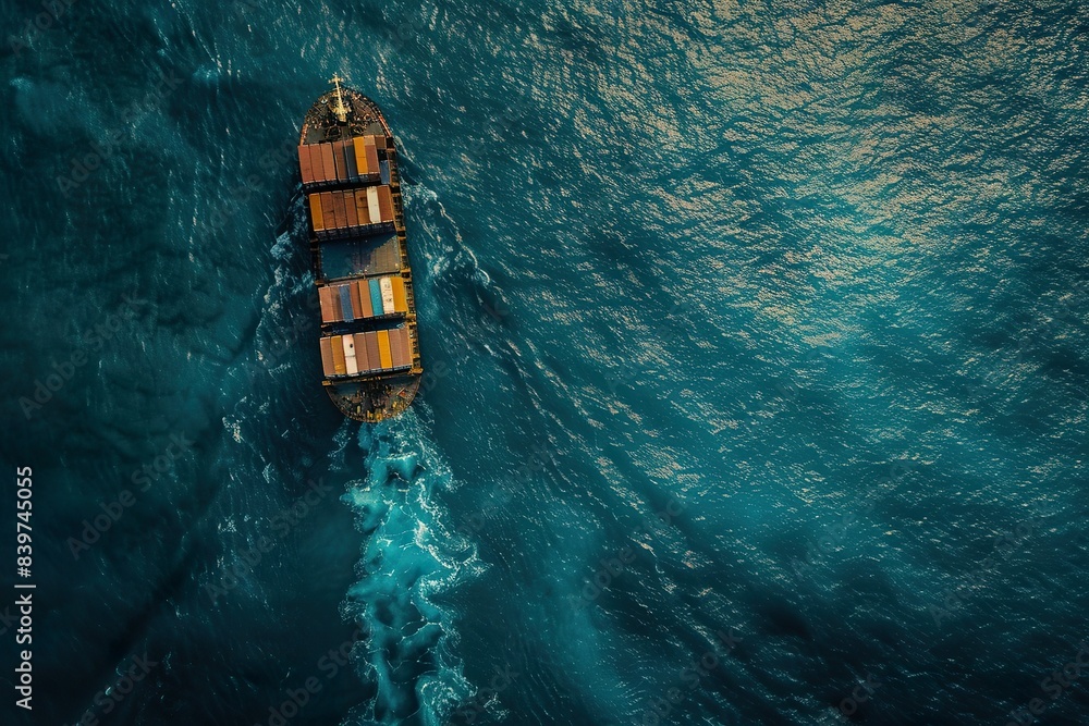 Aerial top view of cargo container business ship, global express in the ocean, logistic freight shipping and transportation, container cargo maritime ship Aerial top view of cargo container business ship, global express in the ocean, logistic freight shipping and transportation, container cargo maritime ship