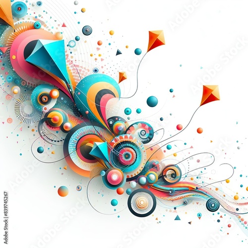 Abstract white Background With multicolor kites Shapes