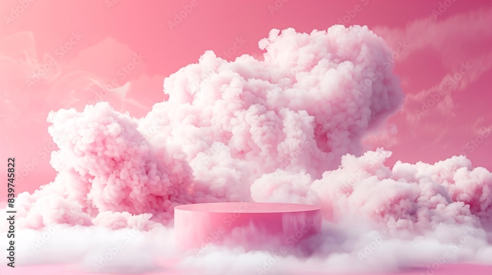 Surreal Pink Podium with Cloud and Smoke Effects Surreal Pink Podium with Cloud and Smoke Effects