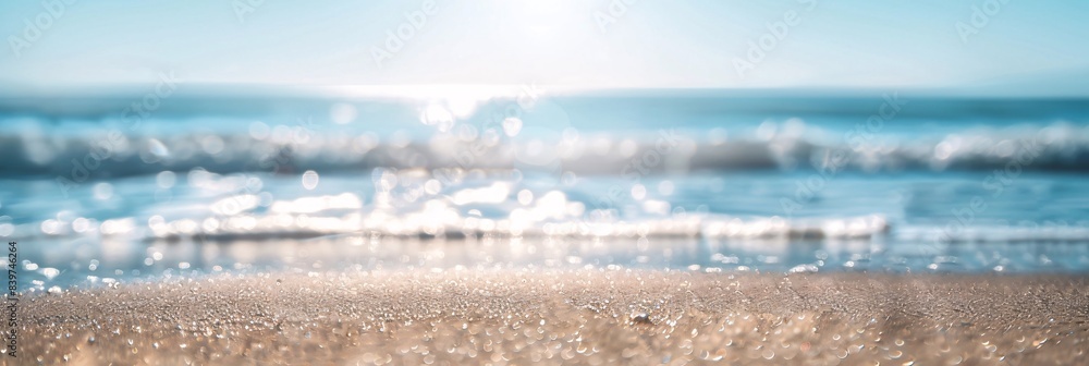 Blurred Beach Waves with Sparkling Bokeh Light Blurred Beach Waves with Sparkling Bokeh Light