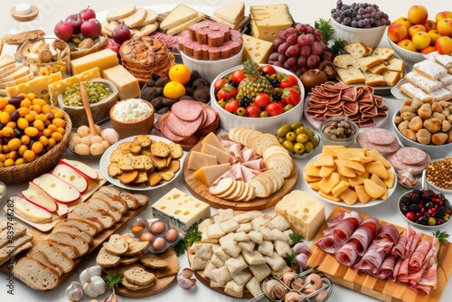 Assorted charcuterie board with meats  cheeses  and accompaniments  perfect for parties  gatherings  or gourmet dining  rich flavors  beautifully arranged  and inviting