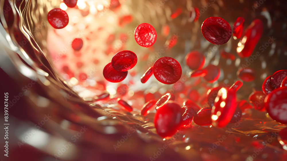 Schematic 3D model of red blood cells inside an artery Stock ...