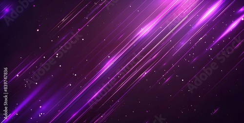 Vibrant Purple Light Streaks on Dark Background, Dynamic Light Trails and Sparkling Particles