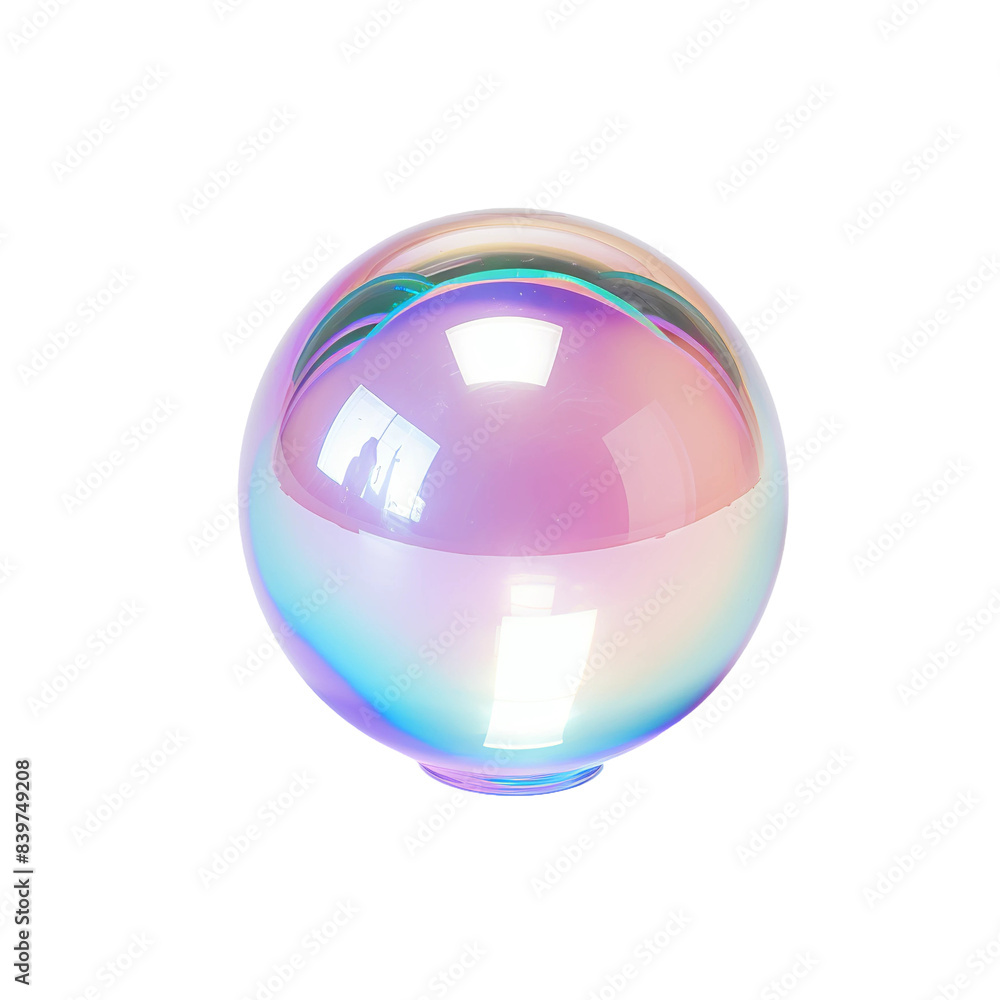 iridescent peal crystal ball on an isolated white background
