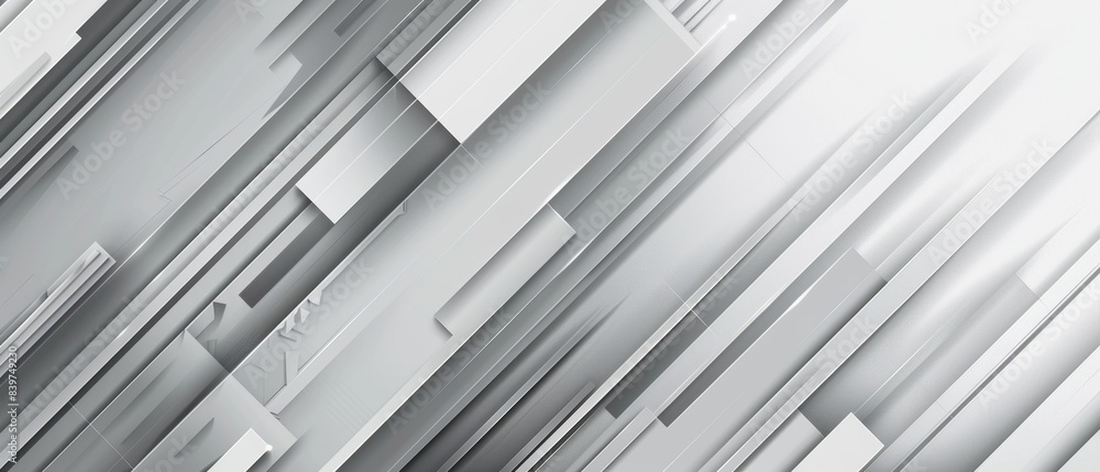 Obraz premium Abstract grey background. Minimalist style cover template with vibrant perspective 3d geometric shapes collection. Ideal design for social media, cover, banner, flyer
