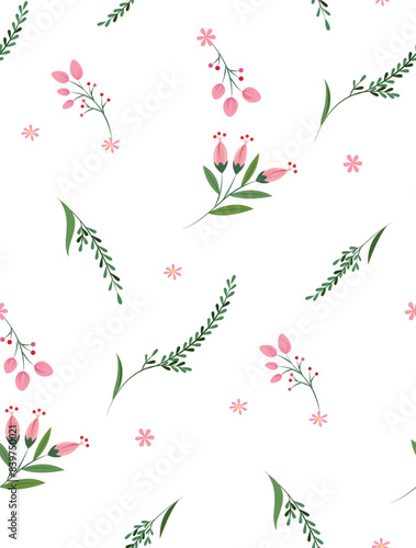 Wallpaper Mural Floral and greenery seamless pattern Torontodigital.ca