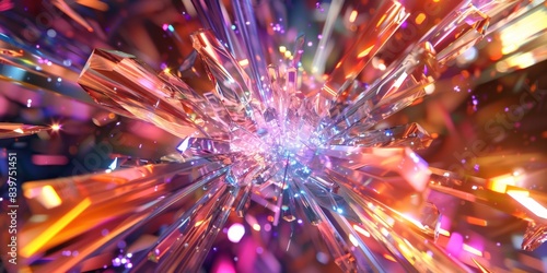 A Burst of Crystal Shards in a Colorful Abstract Composition