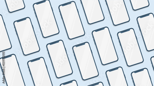 Mockup horizontal multiples phones set background