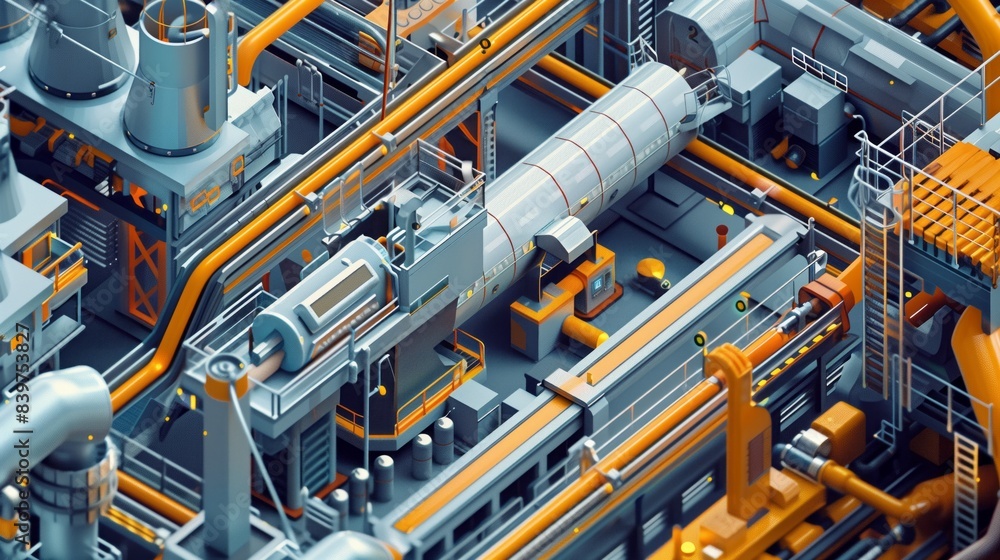 Modern industrial plant with machinery and infrastructure. 3d style illustration. Modern industrial plant with machinery and infrastructure. 3d style illustration.