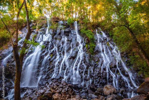 Waterfall in the jungle, bridal veil waterfall in valley of Bravo state of Mexico photo