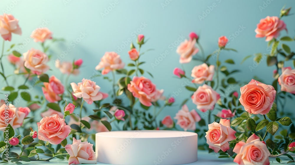 Obraz premium display podium on floral background