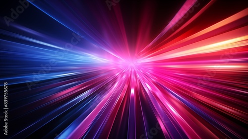 Vibrant Abstract Light stroboscopic Streaks with Neon Red, Pink, and Blue Colors.