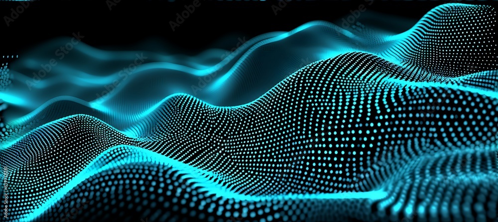 A Fiber Optics Background with Teal Spots and Bokeh Effect