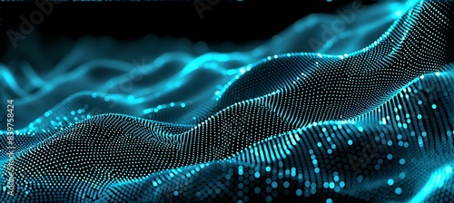 A Fiber Optics Background with Teal Spots and Bokeh Effect