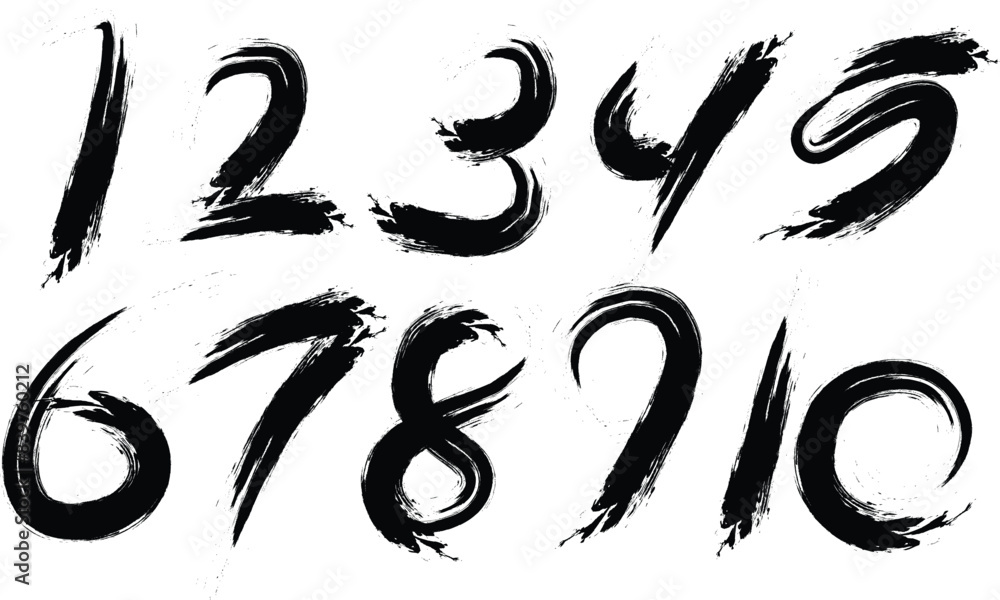 number Brush strokes paint - number Vector paintbrush, Set of decorative numbers drawn by hand with ink, Vector set of calligraphic hand written numbers. Design elements, brush lettering.
number Brush strokes paint - number Vector paintbrush, Set of decorative numbers drawn by hand with ink, Vector set of calligraphic hand written numbers. Design elements, brush lettering.