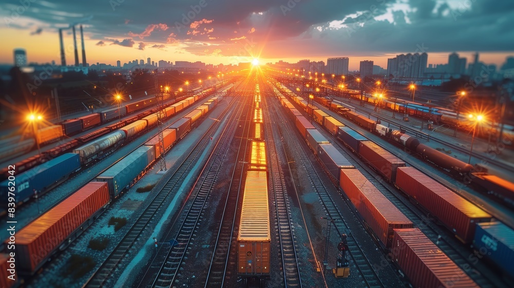 A train station with many trains on the tracks A train station with many trains on the tracks