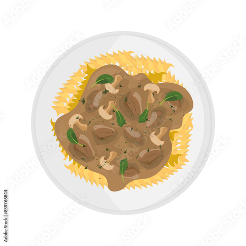 Vector illustration logo Clip art Beef Stroganoff traditional Russian food