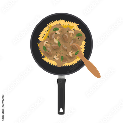 Vector illustration logo Clip art Mushroom beef stroganoff