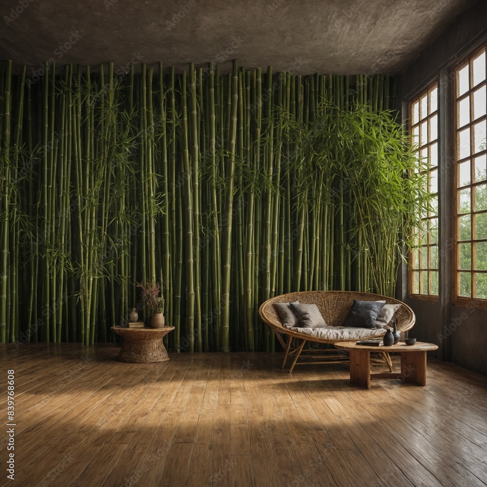 A Sala de Estar Decorada com Bamboo A Sala de Estar Decorada com Bamboo