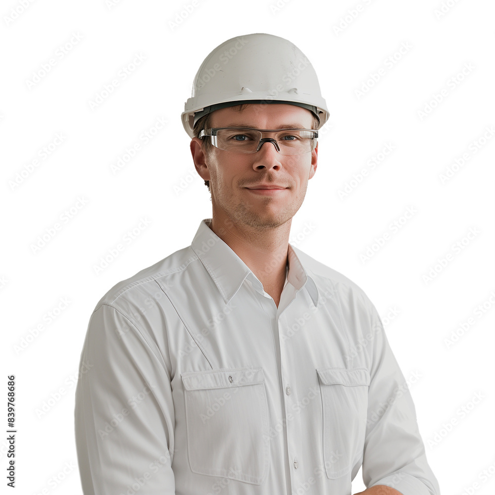 Youthful, handsome engineer in a hard hat, his features and focused gaze conveying a blend of technical expertise and innate charm. Isolated transparent png, add your own background. Youthful, handsome engineer in a hard hat, his features and focused gaze conveying a blend of technical expertise and innate charm. Isolated transparent png, add your own background.