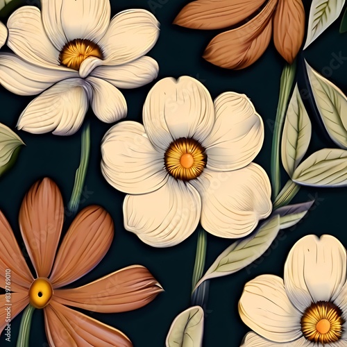 Wallpaper Mural floral pattern isolated Torontodigital.ca