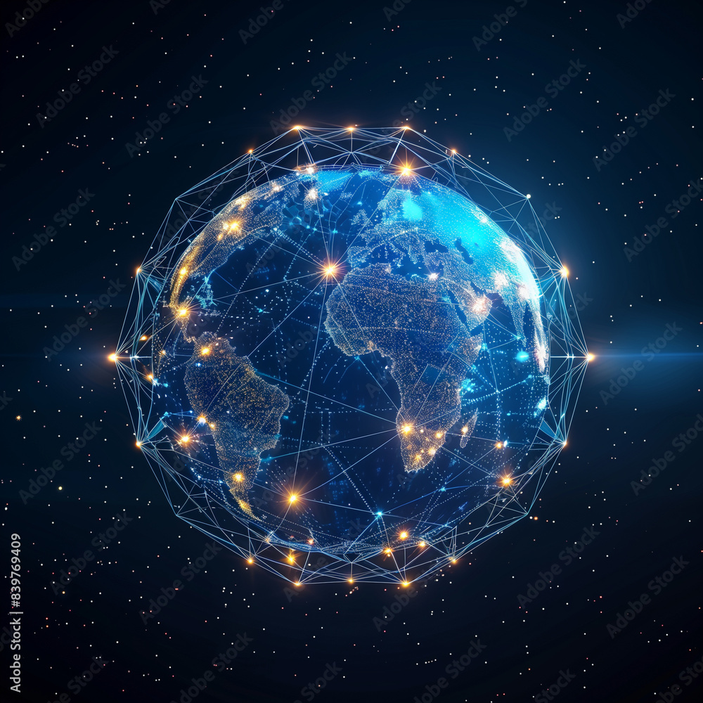 Obraz premium Global network connection concept, abstract concept earth
