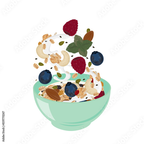 Vector illustration logo Clip art levitation granola muesli 