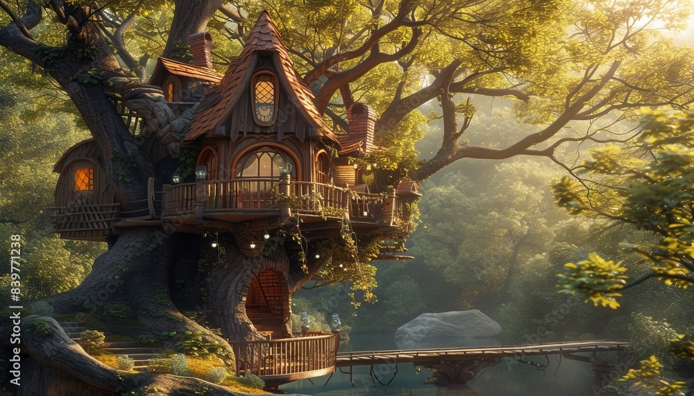 Treehouse sanctuary set in autumnal woods 🍁🌳 Fantasy escape with panoramic lake views, blending nature's splendor and cozy charm. Ideal for dreamers seeking tranquility and adventure! 🏡✨ Treehouse sanctuary set in autumnal woods 🍁🌳 Fantasy escape with panoramic lake views, blending nature's splendor and cozy charm. Ideal for dreamers seeking tranquility and adventure! 🏡✨