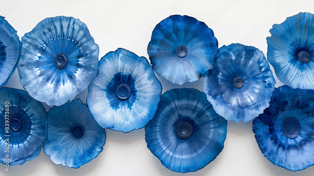 tie-dye circles, white background, blue ink on paper,generative ai tie-dye circles, white background, blue ink on paper,generative ai