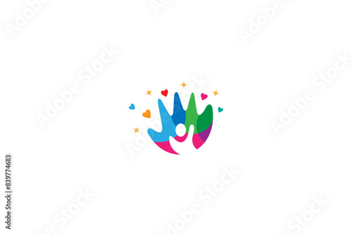 hand love people logo with colorful vector design