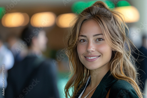 Happy female entrepreneur discussing with delegates during networking event at convention center generative ai Free Download Happy female entrepreneur discussing with delegates during networking event at convention center generative ai - GFXLoad