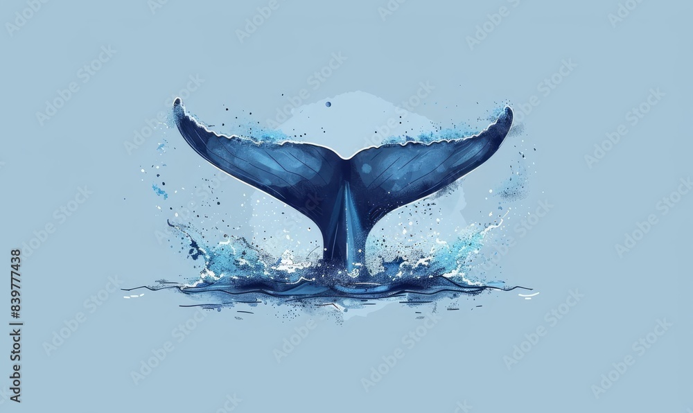 Blue whale tail flat design side view splash animation Complementary ...