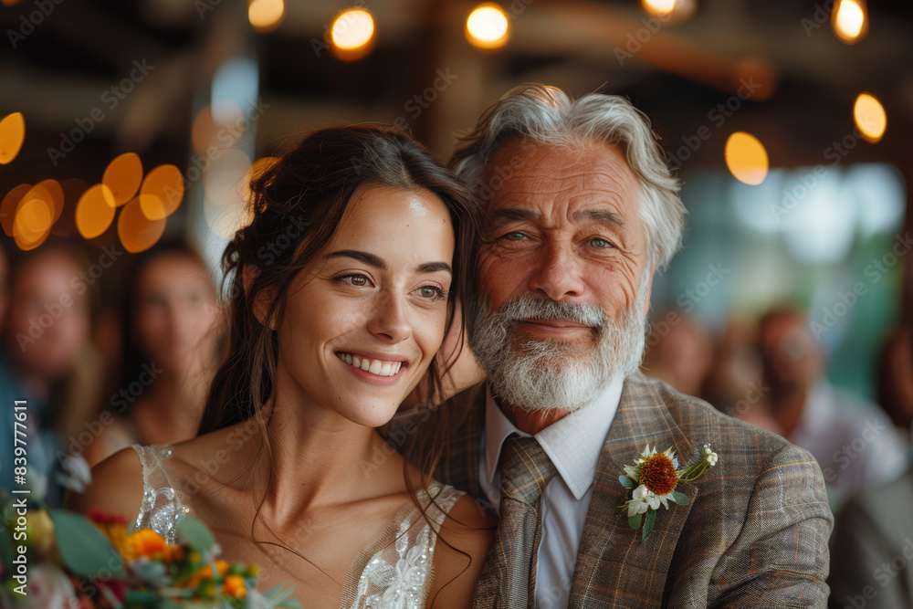 The father of the bride giving a heartfelt speech. Concept of family and sentiment. Generative Ai. The father of the bride giving a heartfelt speech. Concept of family and sentiment. Generative Ai.