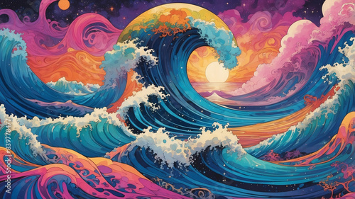 Psychedelic colorful Psychic Waves mental health psychology of mind Unreal surreal landscape whimsical psychedelic visions © Uniquely Imaginative
