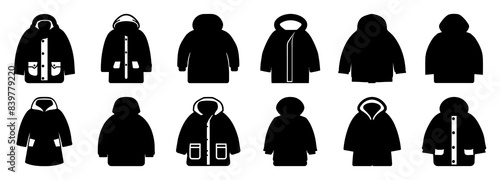 Coat jacket silhouette set vector design big pack of illustration and icon