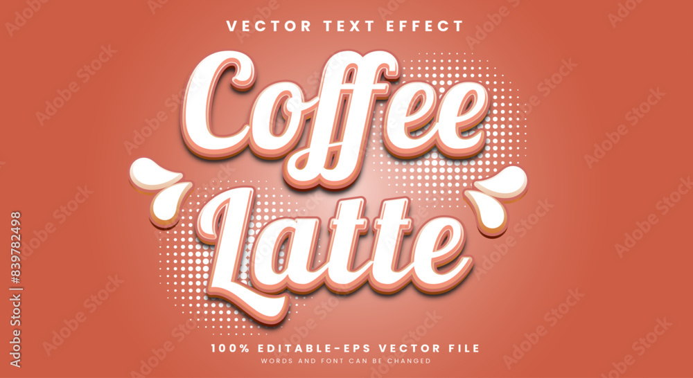 Fototapeta premium Coffee Latte editable text effect template with modern style