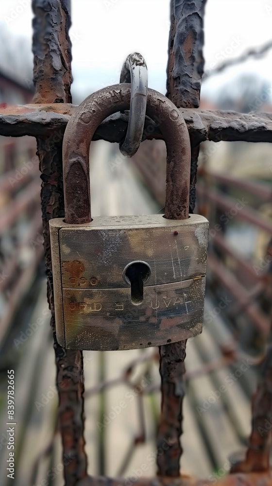 old padlock on a rusty old fence old padlock on a rusty old fence