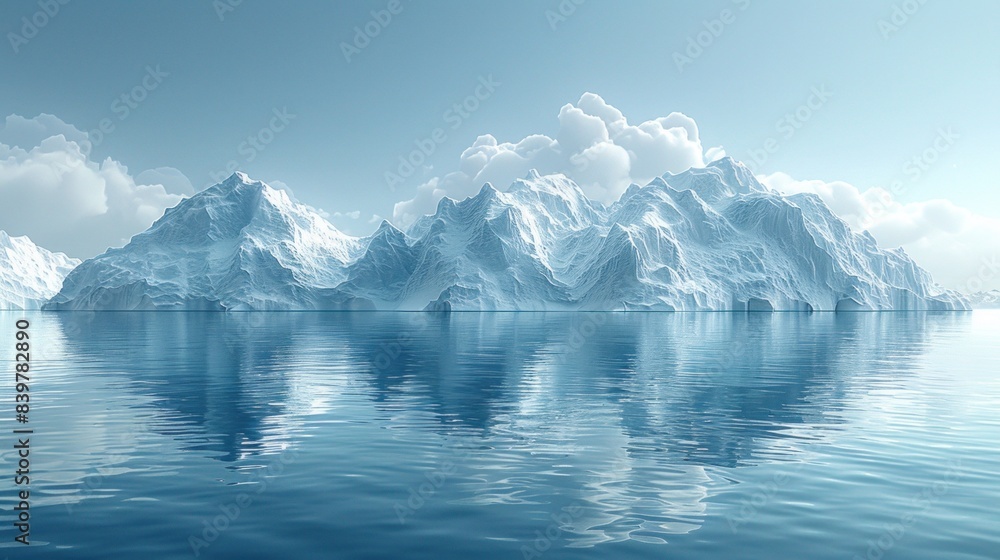 custom made wallpaper toronto digital3D anime depiction of polar regions losing ice, smooth white gradient background, minimalist style, studio lighting, copy space