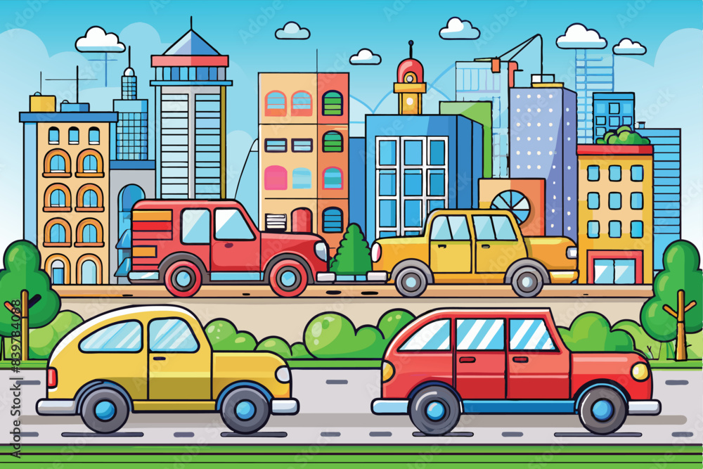 Metro Motion: Flat Design City Traffic Cars Metro Motion: Flat Design City Traffic Cars