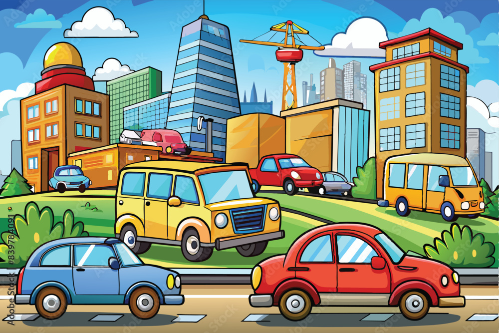 Metro Motion: Flat Design City Traffic Cars Metro Motion: Flat Design City Traffic Cars