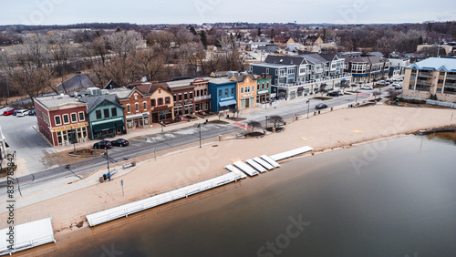 aerial view of a beach town (pewaukee, wi)