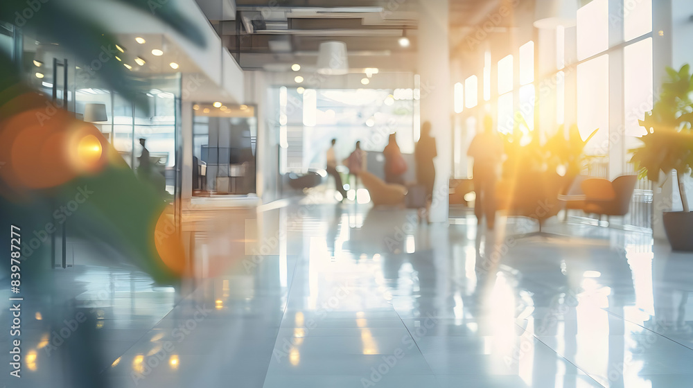 Modern office lobby with glass walls and natural light. Elegant interior design, people walking, professional and corporate setting. Modern office lobby with glass walls and natural light. Elegant interior design, people walking, professional and corporate setting.
