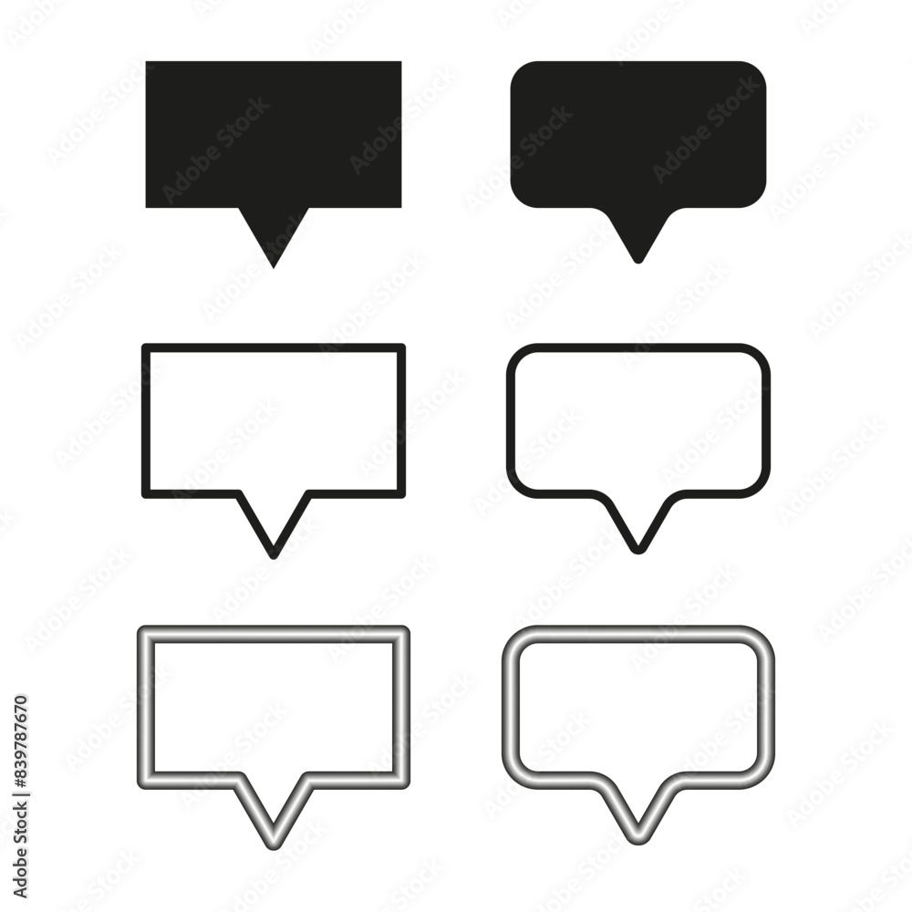 Set of speech bubble icons. Chat and conversation symbols. Communication and dialogue elements. Vector illustration. EPS 10. Set of speech bubble icons. Chat and conversation symbols. Communication and dialogue elements. Vector illustration. EPS 10.