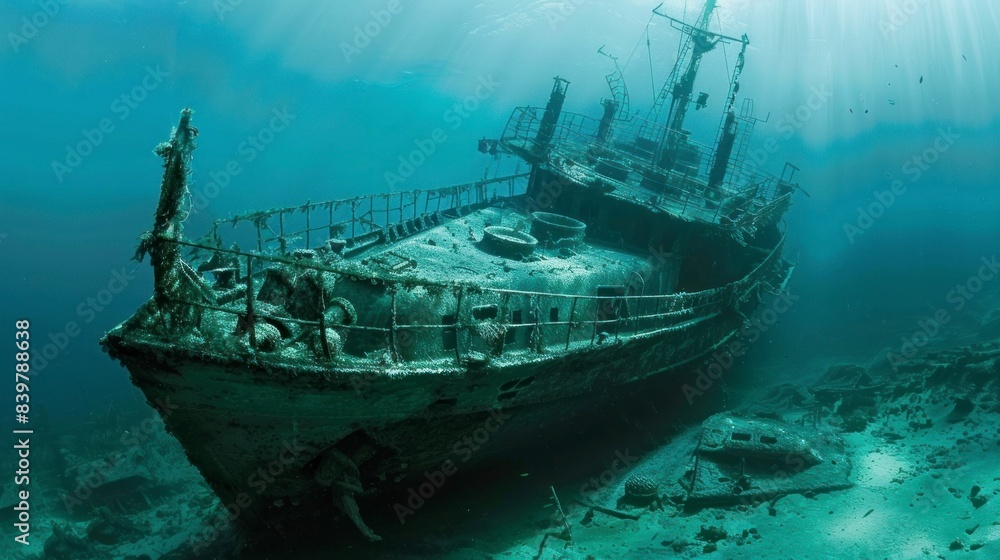 large ship sunk under the sea large ship sunk under the sea