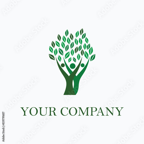 abstract human-shaped tree logo design