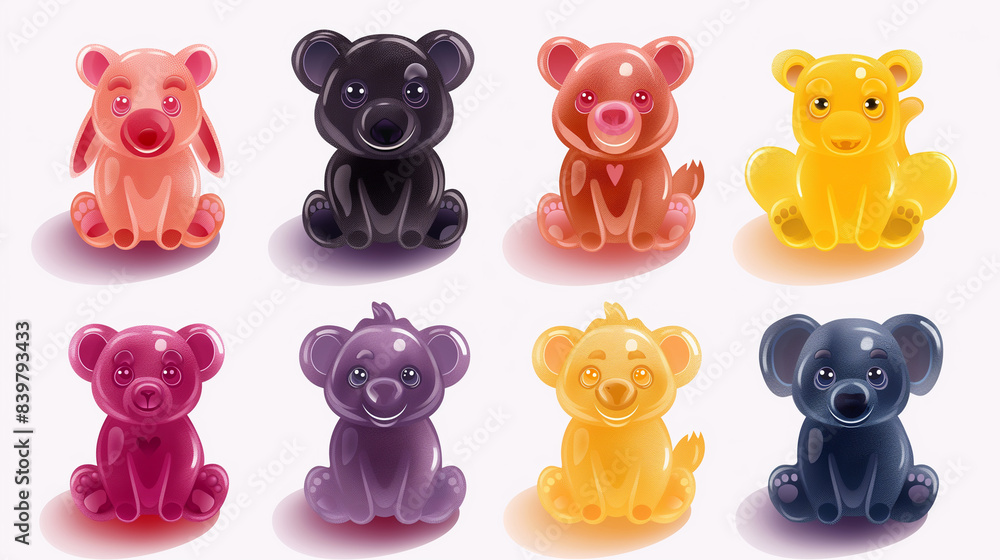 Asset of Gummy jelly candy set for video game isolation, Illustration. Asset of Gummy jelly candy set for video game isolation, Illustration.