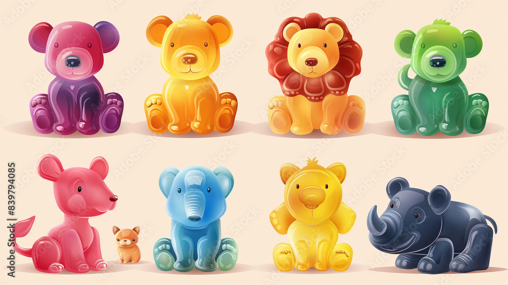 Asset of Gummy jelly candy set for video game isolation, Illustration. Asset of Gummy jelly candy set for video game isolation, Illustration.