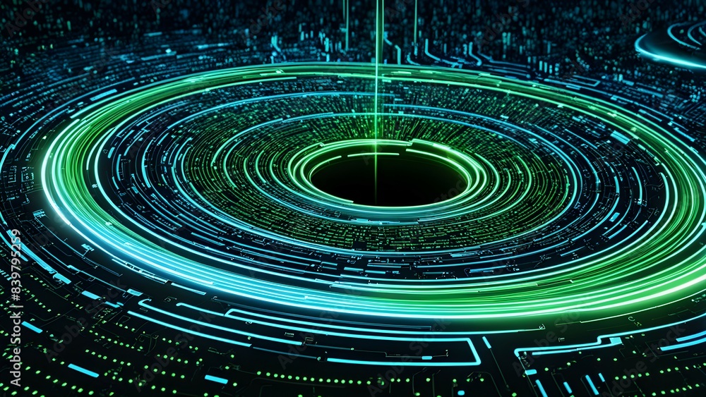 A green and blue circle with a hole in the middle A green and blue circle with a hole in the middle